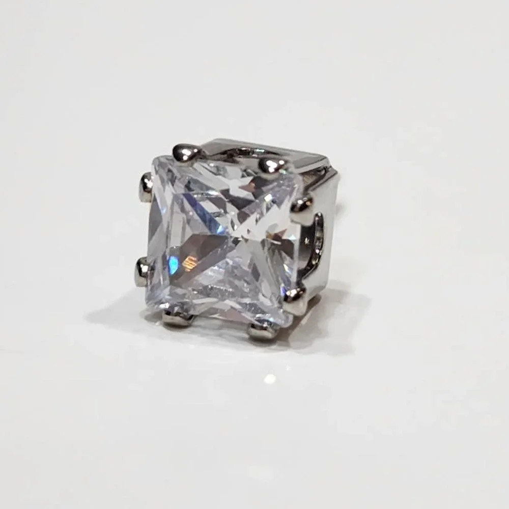 Silver Princess Cut‎ 2 CTW Stud Earrings